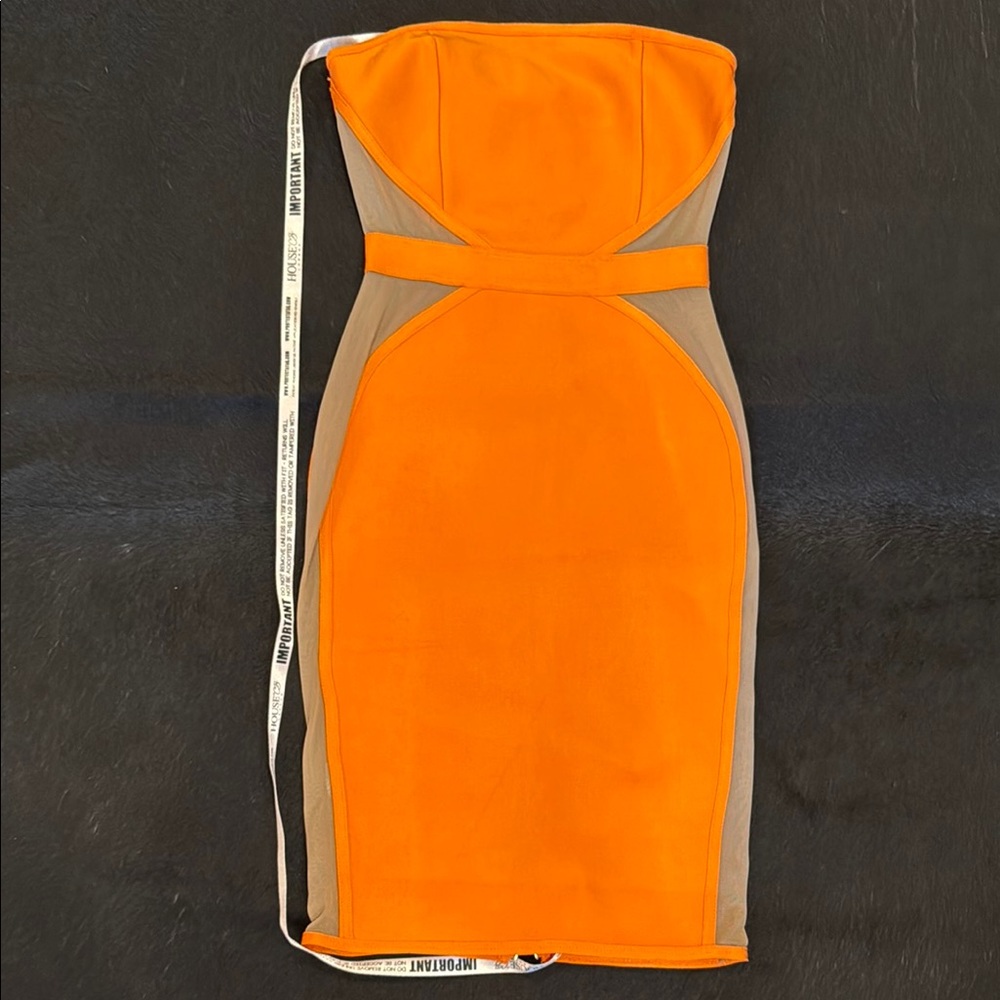 House of CB Orange Strapless Bodycon Dress for Night Out